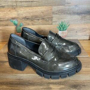 Chunky penny loafers slip on faux patent women’s 8.5 Crown Vintage Sage
